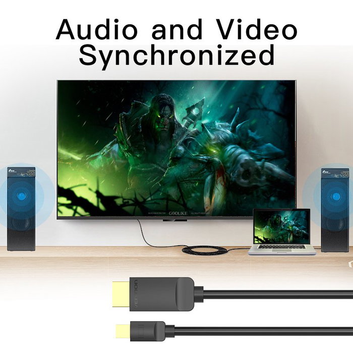 Vention HABBH Cable Conversor Mini DisplayPort Macho a HDMI Macho 2m Negro
